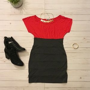 Charlotte Russe Red & Gray Bandage Dress